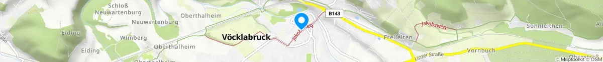 Kartendarstellung des Standorts für Apotheke Zum schwarzen Adler in 4840 Vöcklabruck